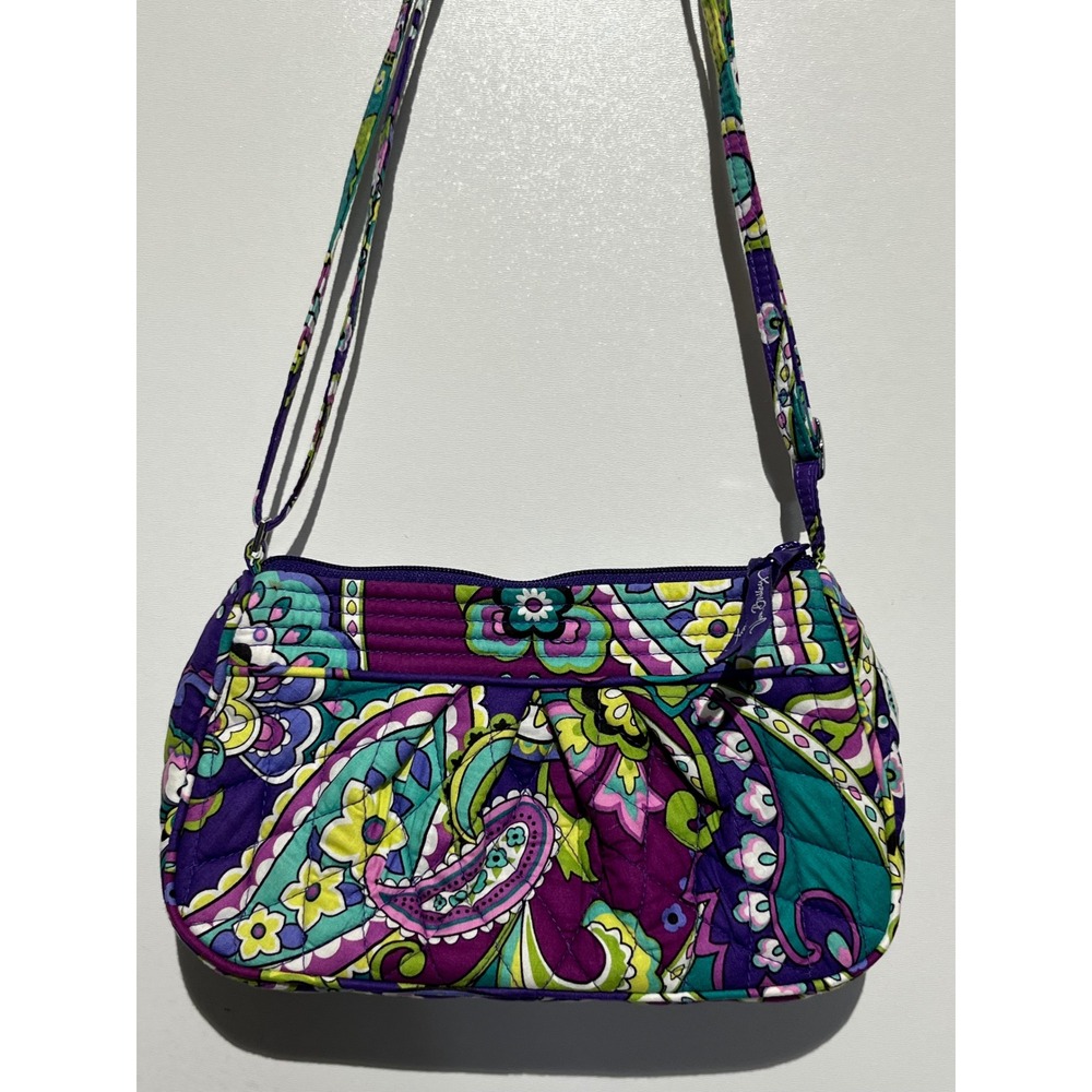 Vera Bradley Go Wild Paisley Quilted Cotton Crossbody Bag Purple Teal 14539-144 - Picture 1 of 14